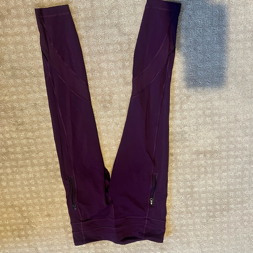 Purple Lulu Leggings with Zipper Pockets